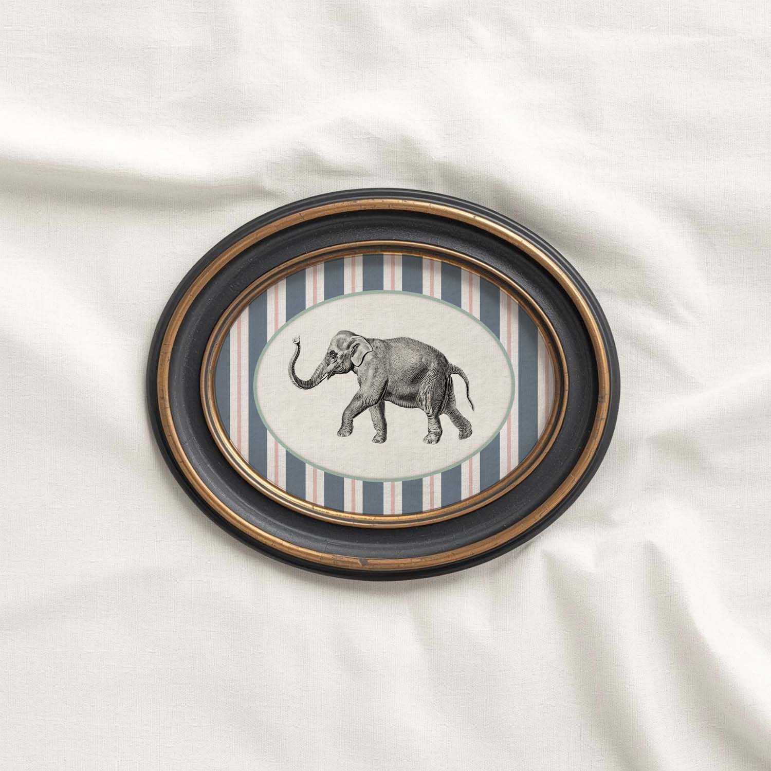 Circus Elephant Nursery Wall Art Printable (Digital Download) — Striped Carnival Storybook Decor