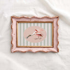 Spoonbill Nursery Wall Art Printable (Digital Download) — Sage Green Blush Striped Storybook Bird Decor