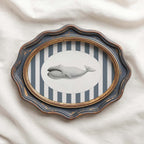 Whale Nursery Wall Art Printable (Digital Download) — Navy Striped Storybook Ocean Decor