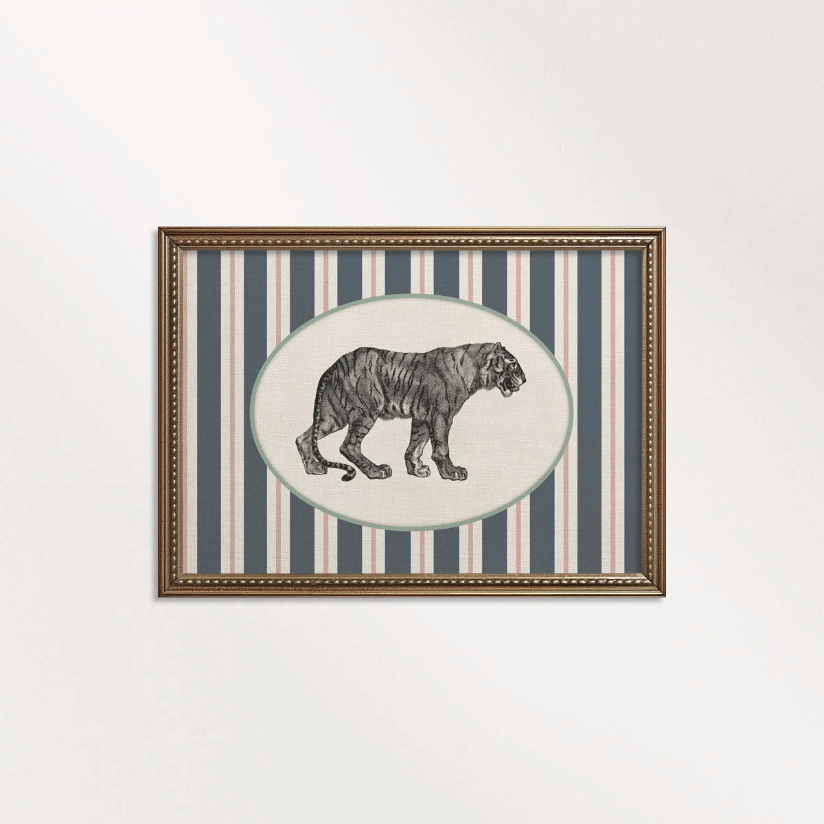 Tiger Nursery Wall Art Printable (Digital Download) — Vintage Circus Striped Storybook Decor