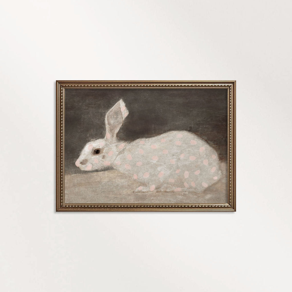 Vintage Bunny Rabbit Nursery Printable Wall Art (Digital Download) — Soft Pink Spotted Farmhouse Decor