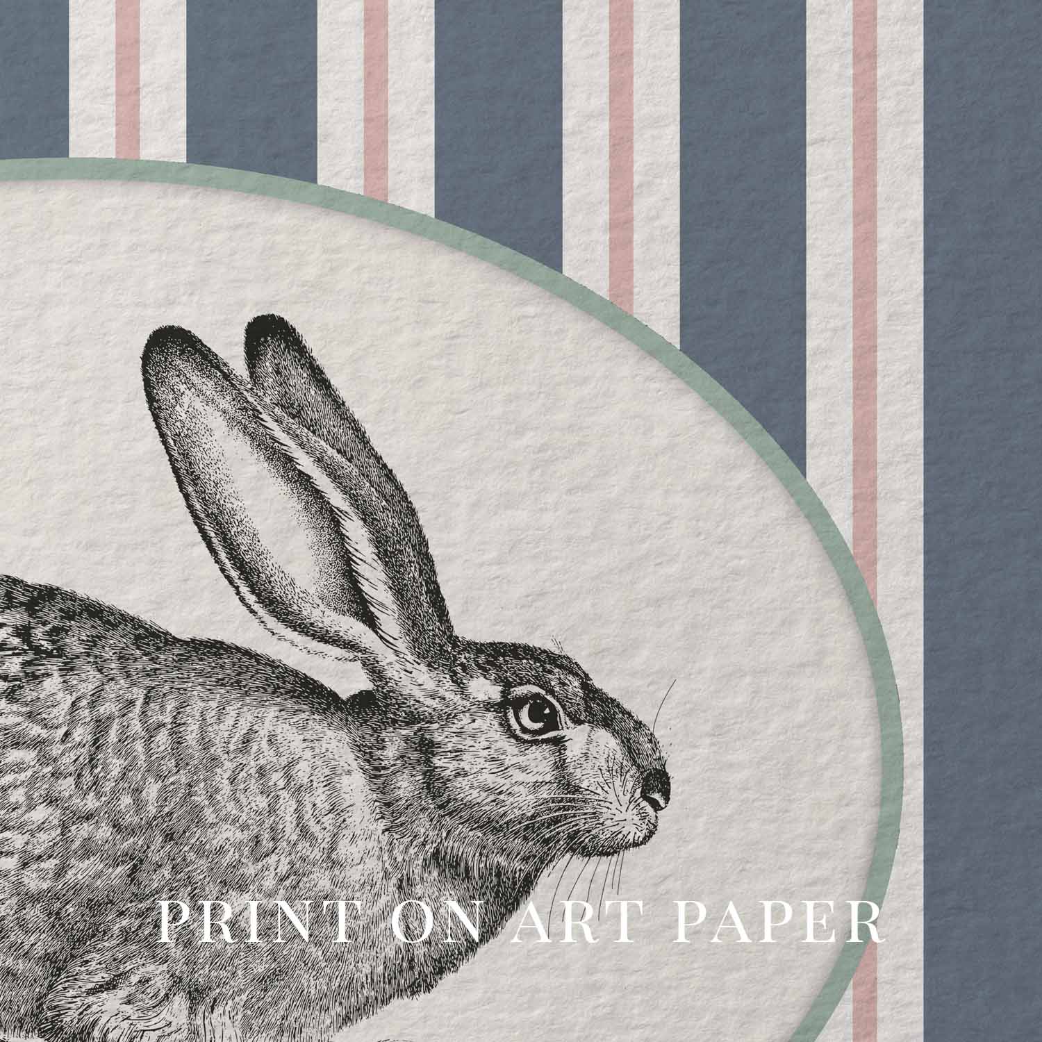 Rabbit Nursery Wall Art Printable (Digital Download) — Vintage Circus Striped Storybook Decor
