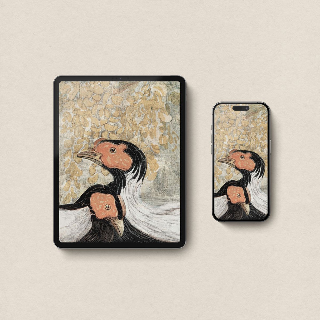 19th-Century French Bird iPhone & iPad Wallpaper Set – Antique Farmhouse Tapestry Aesthetic (Digital Download)