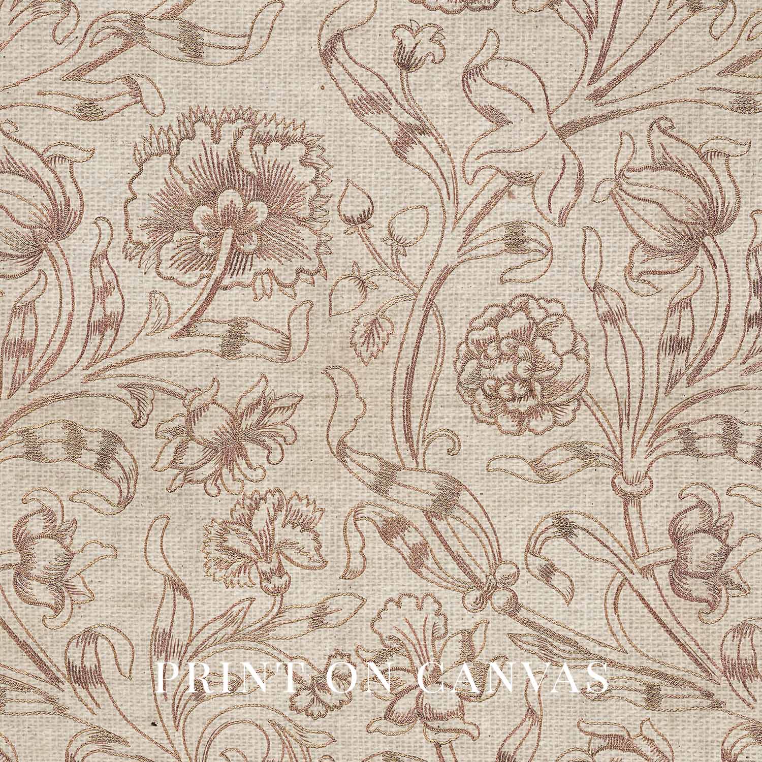 Neutral Boho Floral Tapestry Printable Wall Art – Taupe Vintage Cottagecore Decor