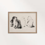 Three Cats Minimal Pencil Sketch Wall Art Printable – Neutral Animal Illustration Print