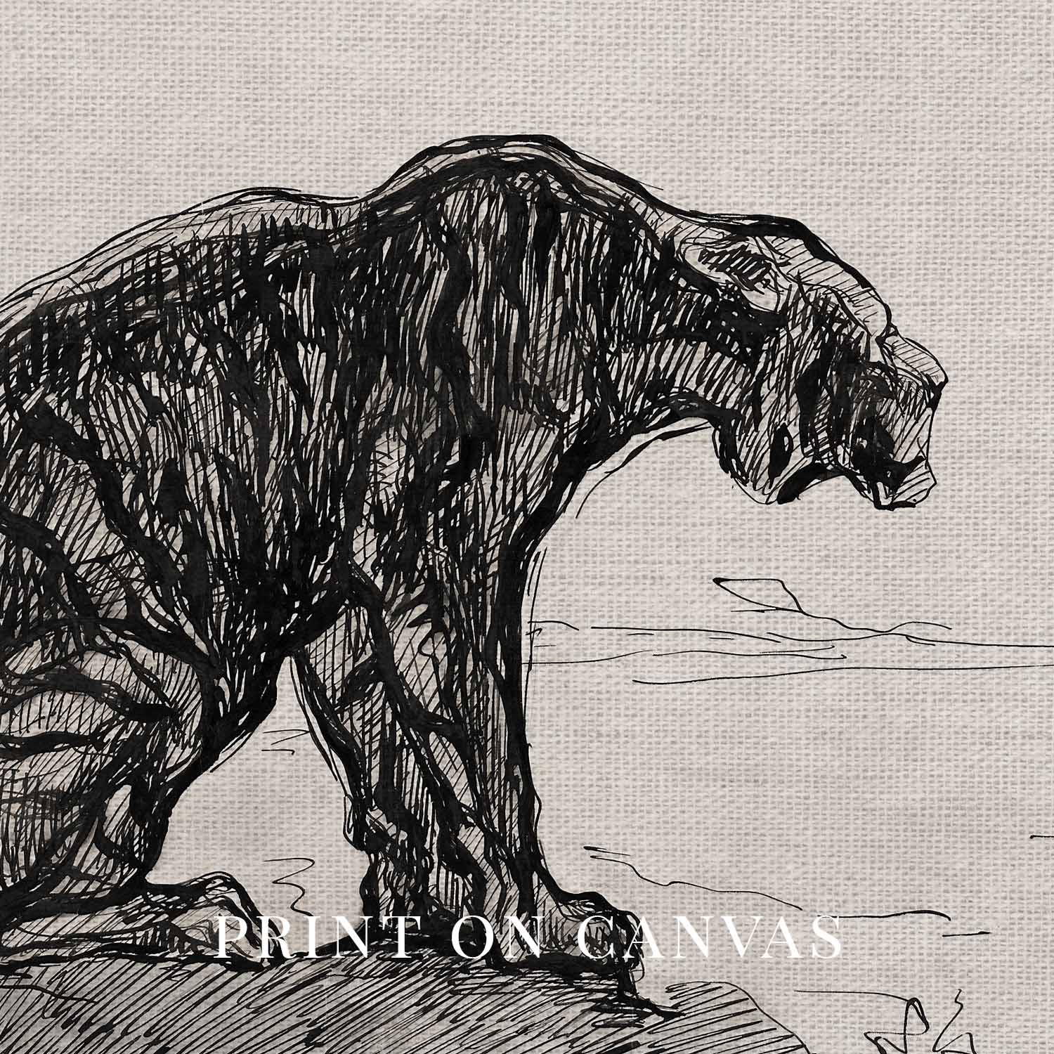 Antique Tiger Wall Art Printable | Moody Ink Sketch Animal Illustration