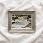 Tonal Green Mountain River Abstract Landscape Printable Wall Art