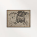 Two Cows Wall Art Printable | Vintage Pencil Sketch Farm Animal Print