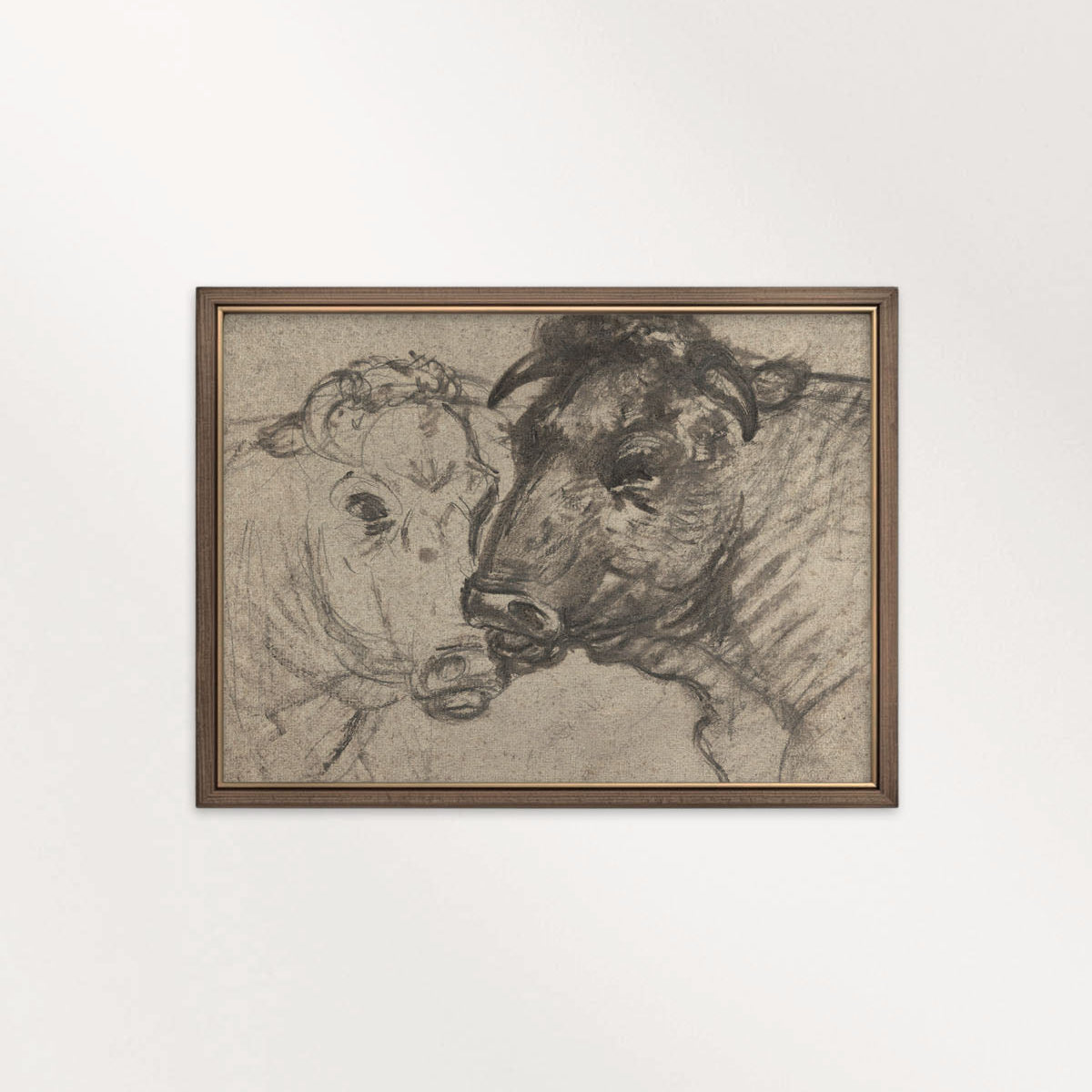 Two Cows Wall Art Printable | Vintage Pencil Sketch Farm Animal Print