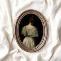 Victorian Bridal Portrait Wall Art Print – Dark Academia Back View Bride Oil Painting (Digital Download)