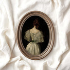 Victorian Bridal Portrait Wall Art Print – Dark Academia Back View Bride Oil Painting (Digital Download)