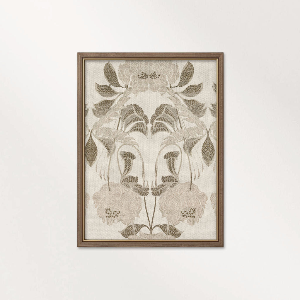 Victorian Floral Wall Art Printable – Antique Botanical Tapestry Print (Neutral Beige)