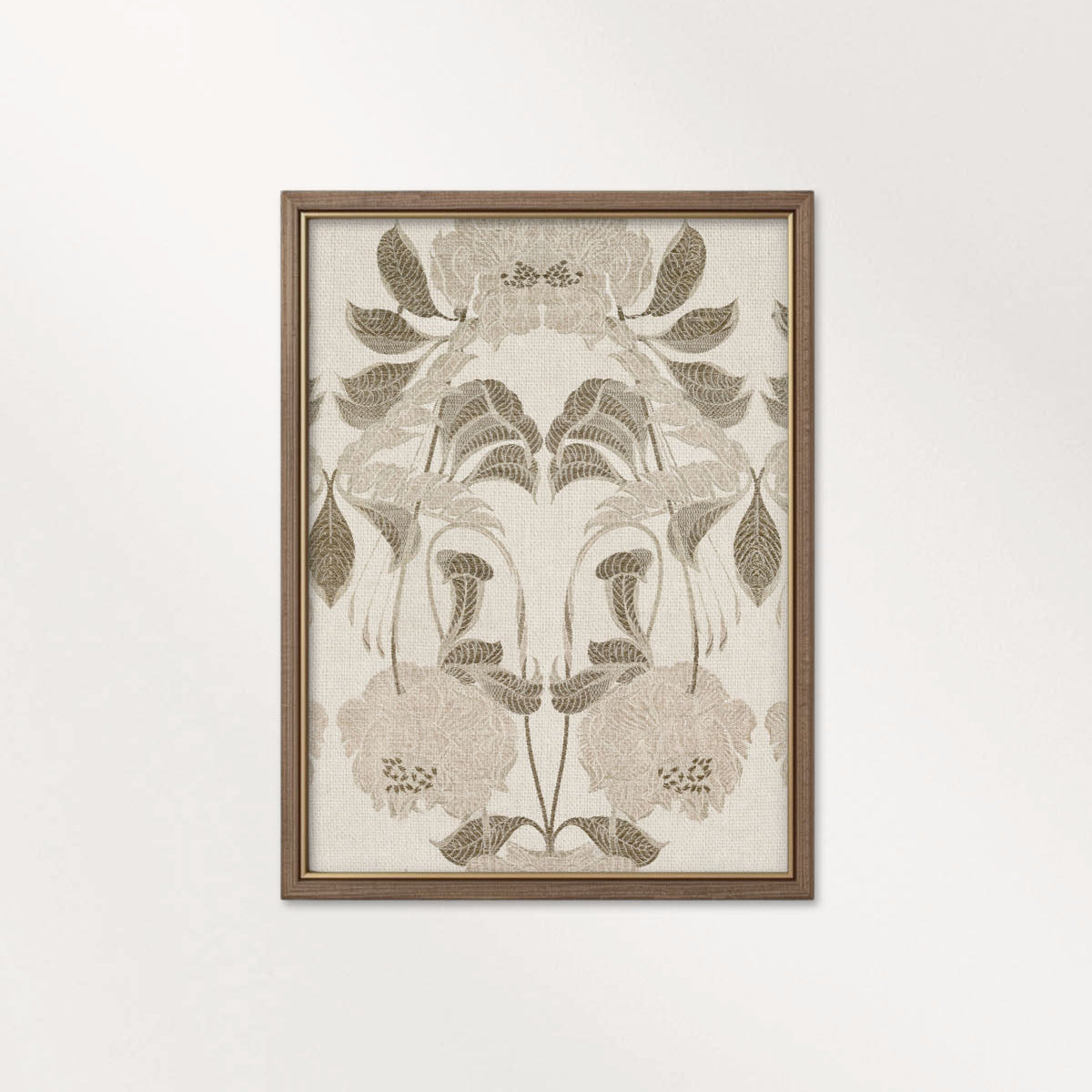 Victorian Floral Wall Art Printable – Antique Botanical Tapestry Print (Neutral Beige)