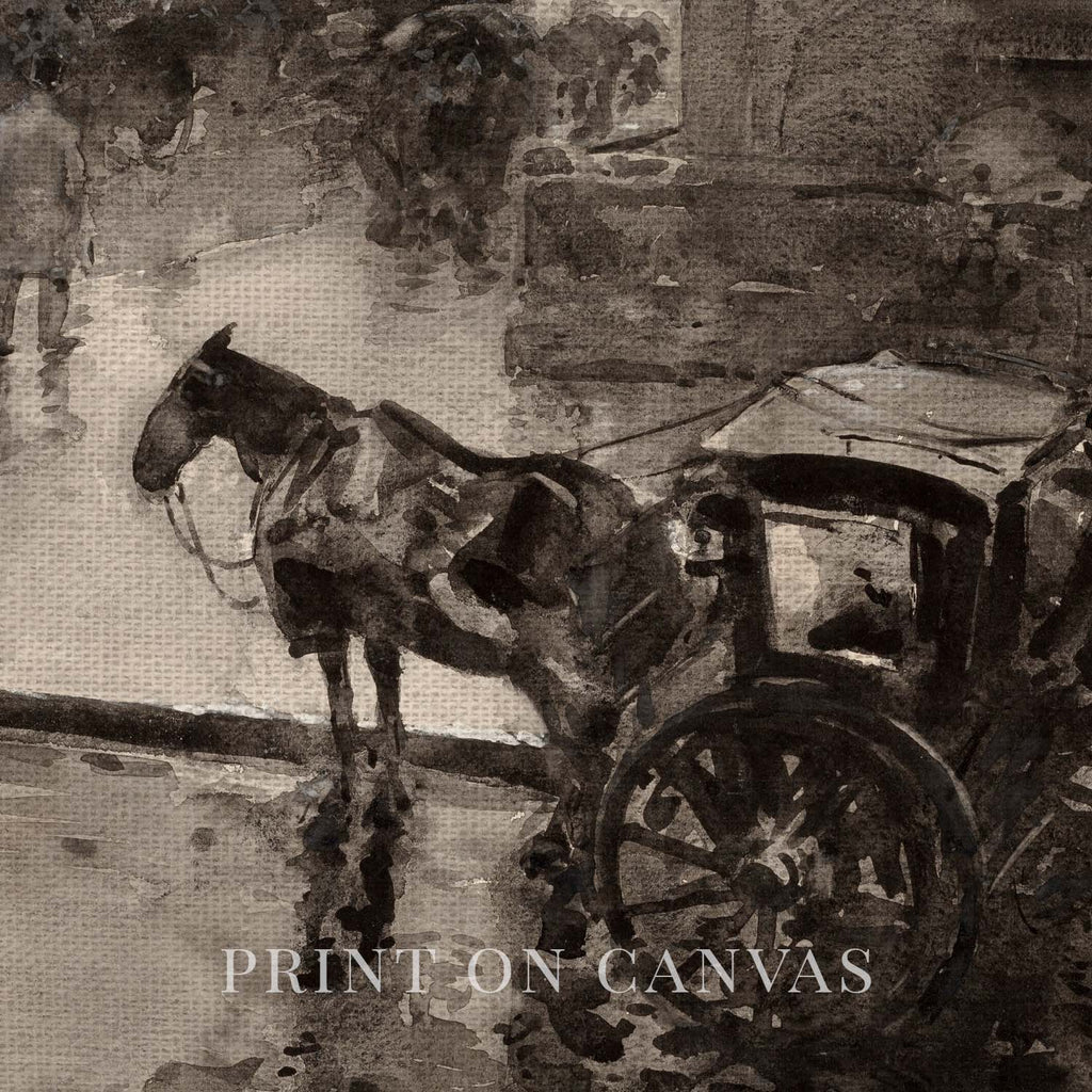 Moody Victorian London Horse and Carriage Wall Art Printable – Vintage Cityscape Print (Dark Academia)