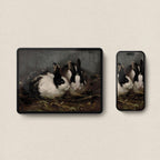 Victorian Rabbit Oil Painting iPhone & iPad Wallpaper Set (Moody Farmhouse Animal Art Digital Download)