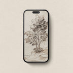 Antique Riverside Tree Etching Wallpaper Bundle – Vintage Neutral Landscape Aesthetic for iPhone iPad Desktop
