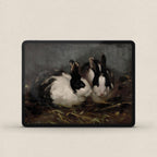 Victorian Rabbit Oil Painting iPhone & iPad Wallpaper Set (Moody Farmhouse Animal Art Digital Download)