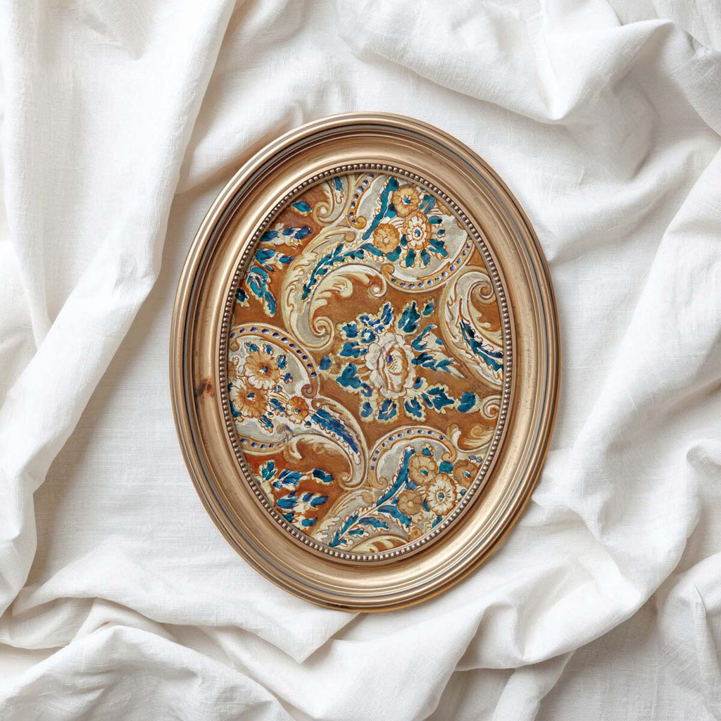 Burnt Orange Paisley Wall Art Printable – Vintage Autumn Textile Print (Digital Download)