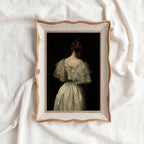 Victorian Bridal Portrait Wall Art Print – Dark Academia Back View Bride Oil Painting (Digital Download)