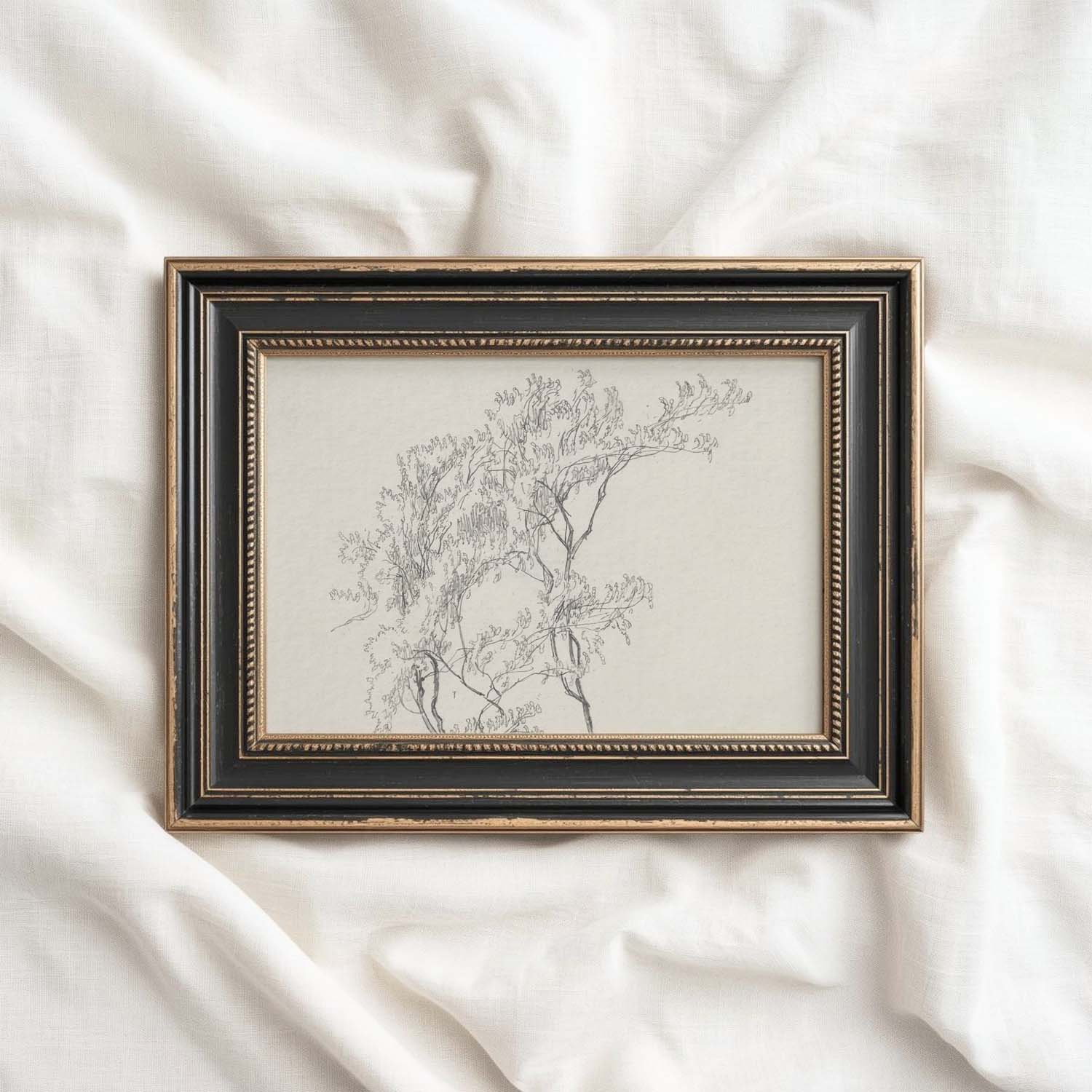 Tree Branch Wall Art Printable | Vintage Botanical Pencil Sketch Print