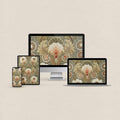 Vintage Botanical Floral Wallpaper Bundle – Green Cottagecore 4-Device Set (iPhone, iPad, MacBook & Desktop)