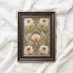 Vintage Botanical Floral Tapestry Wall Art Printable – Green Cottagecore Print (Digital Download)