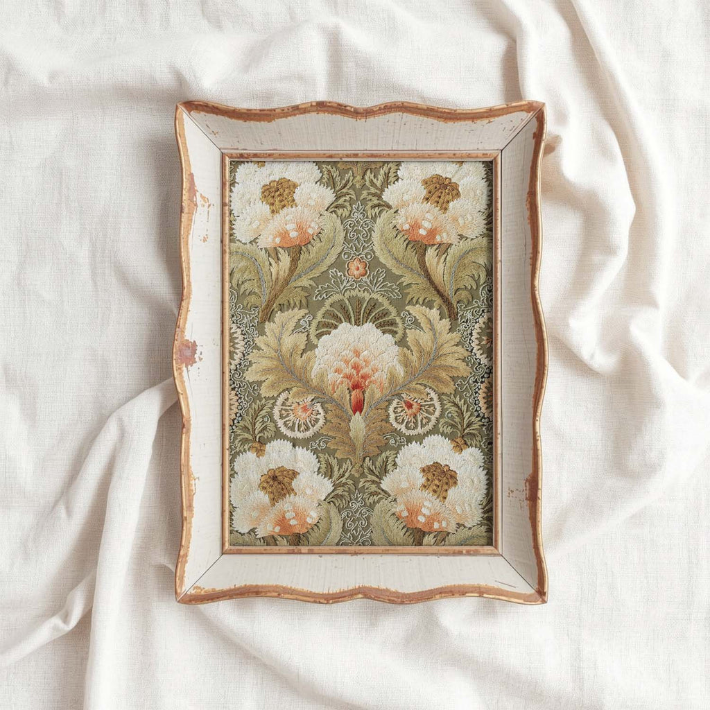 Vintage Botanical Floral Tapestry Wall Art Printable – Green Cottagecore Print (Digital Download)