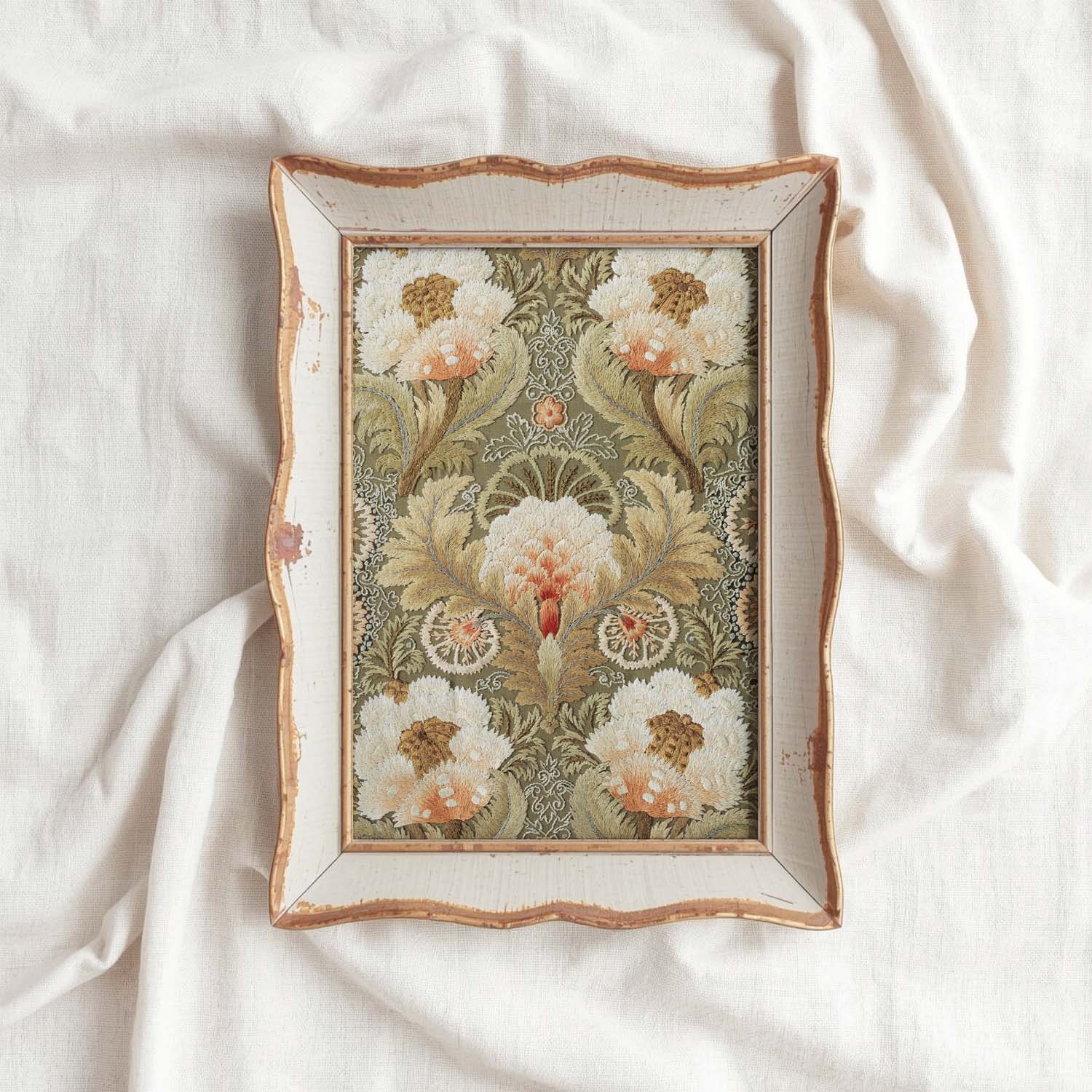 Vintage Botanical Floral Tapestry Wall Art Printable – Green Cottagecore Print (Digital Download)
