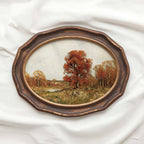Vintage countryside autumn tree printable art with muted landscape details and traditional heritage style.