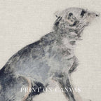 Vintage Watercolor Dog Wall Art Printable | Neutral Rustic Dog Illustration