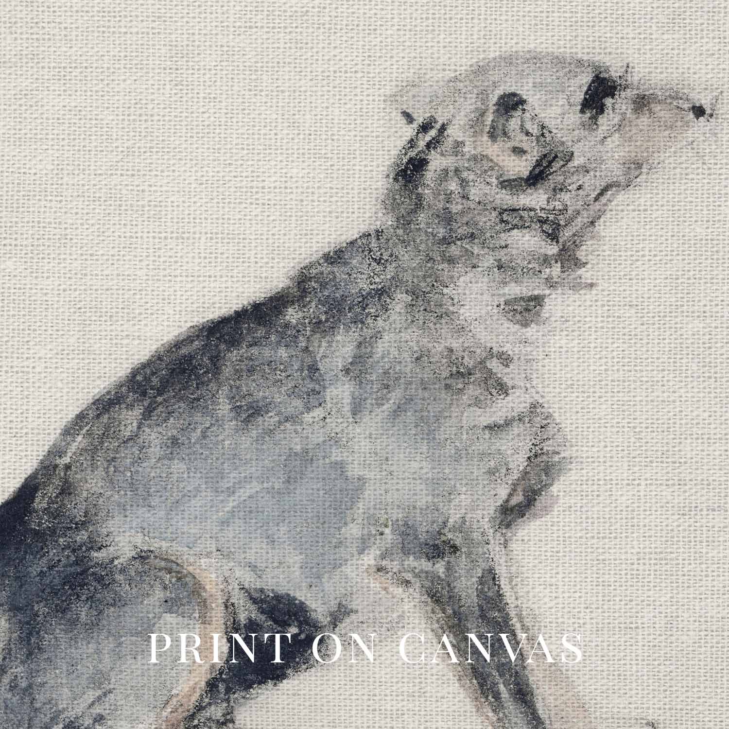 Vintage Watercolor Dog Wall Art Printable | Neutral Rustic Dog Illustration