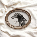 Black Horse Portrait Sketch Wall Art Printable – Antique Equestrian Study Illustration | Dark Academia Horse Decor Print