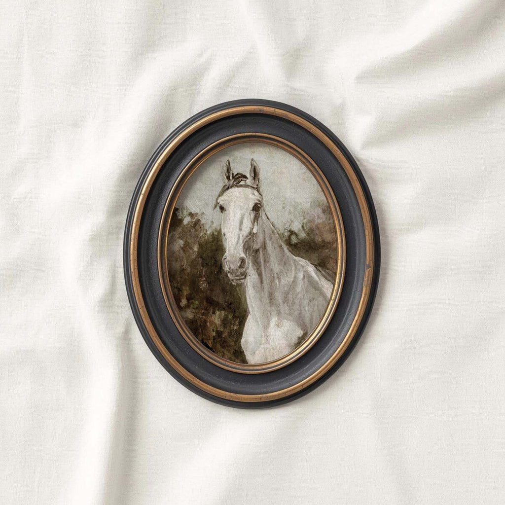 Boho White Horse Wall Art Print (Neutral Equestrian Farmhouse Style Decor) (Digital Download)
