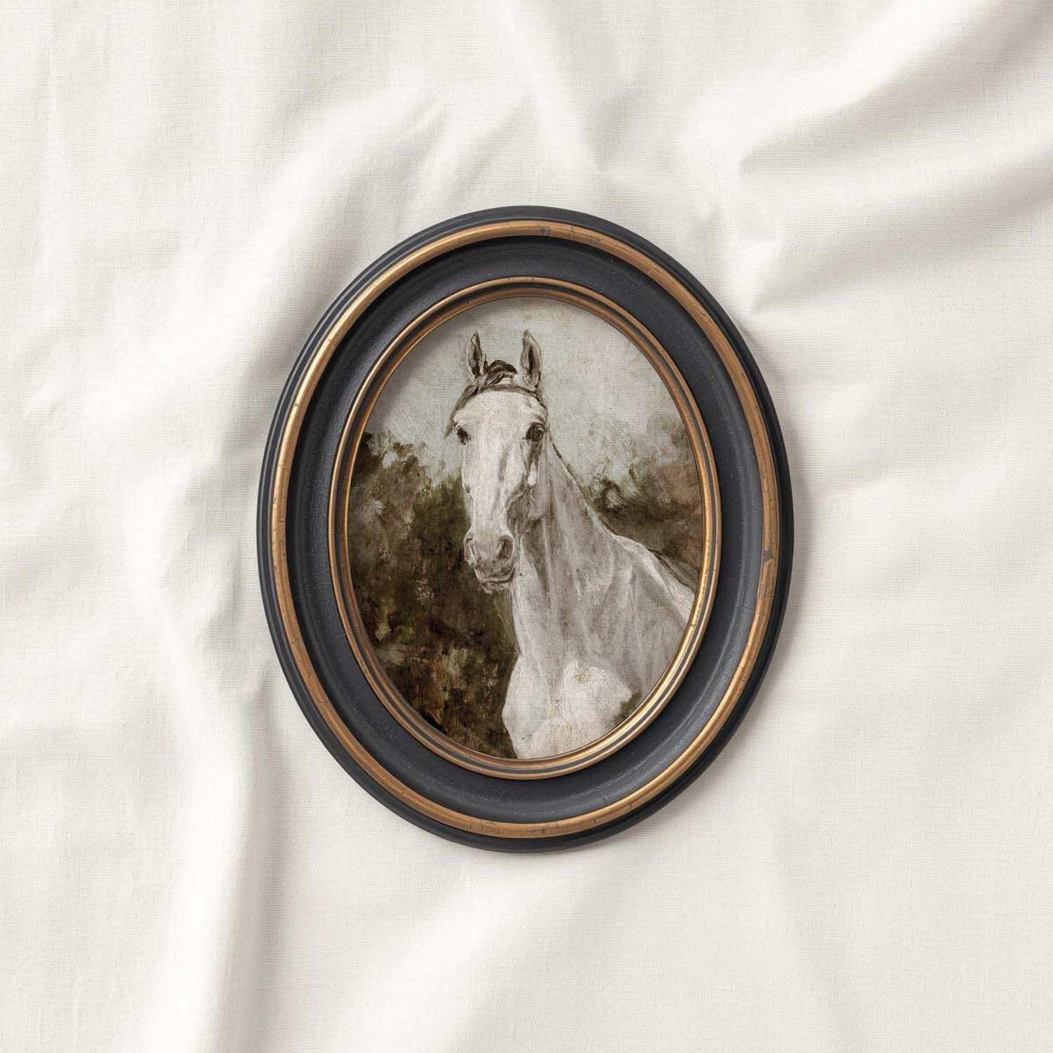 Boho White Horse Wall Art Print (Neutral Equestrian Farmhouse Style Decor) (Digital Download)