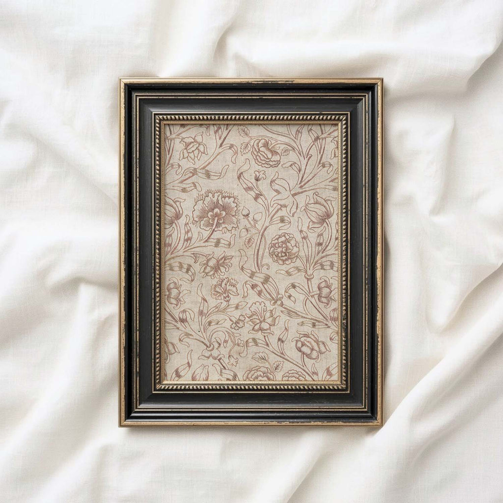 Neutral Boho Floral Tapestry Printable Wall Art – Taupe Vintage Cottagecore Decor