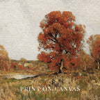 Vintage landscape wall art downloadable printable wall art featuring muted autumn tree tones.