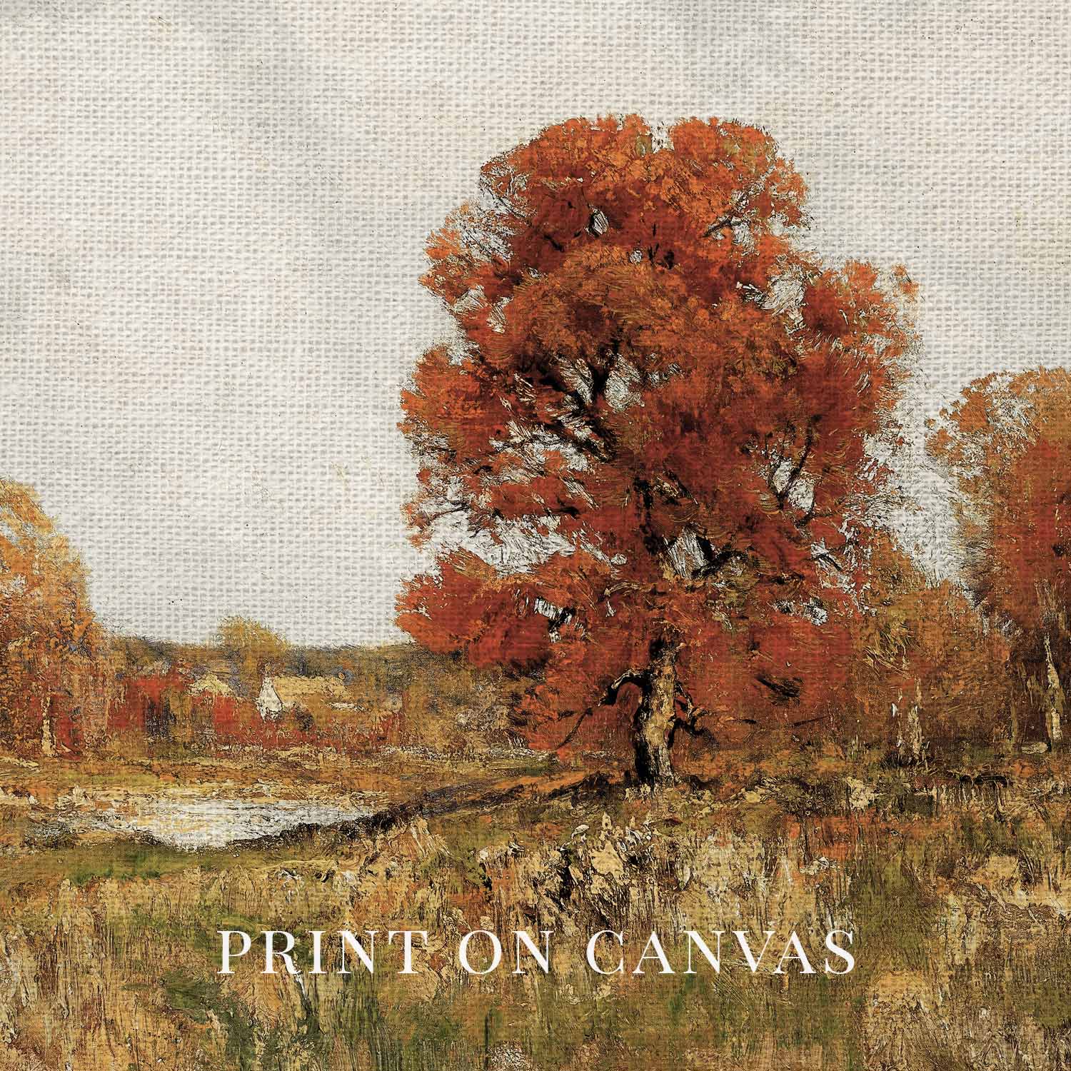 Vintage landscape wall art downloadable printable wall art featuring muted autumn tree tones.