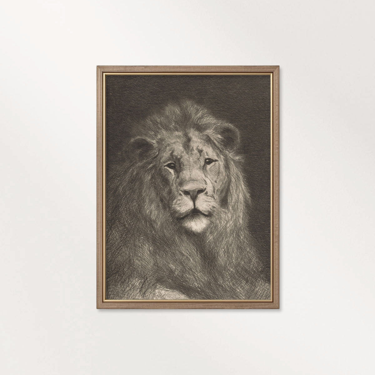 Majestic Lion Wall Art Printable | Vintage Pencil Sketch Portrait