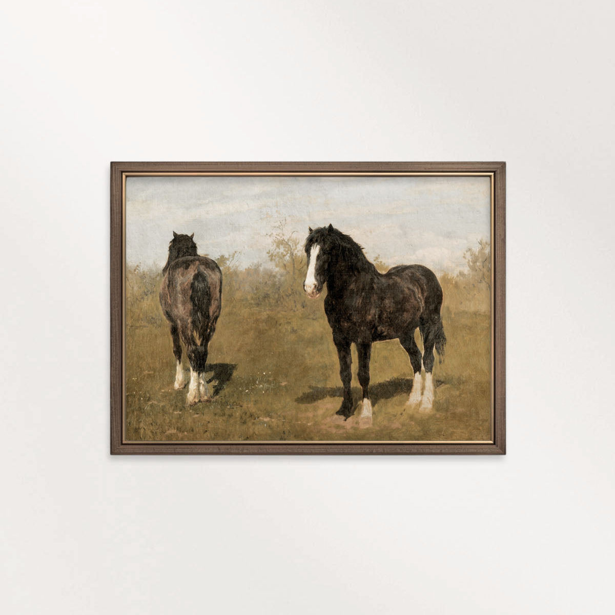 Vintage Wild Horses Wall Art Printable (Muted Western Mustang Painting)