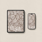 Vintage Botanical Textile Wallpaper Bundle – Soft Beige Floral Aesthetic (Digital Download)