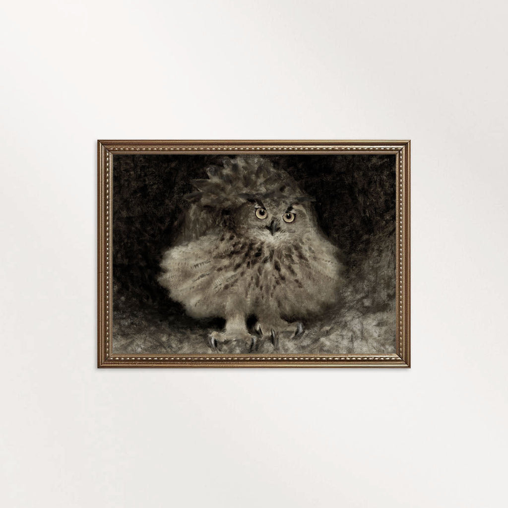 Vintage Owl Wall Art Printable – Dark Academia Bird Illustration Print