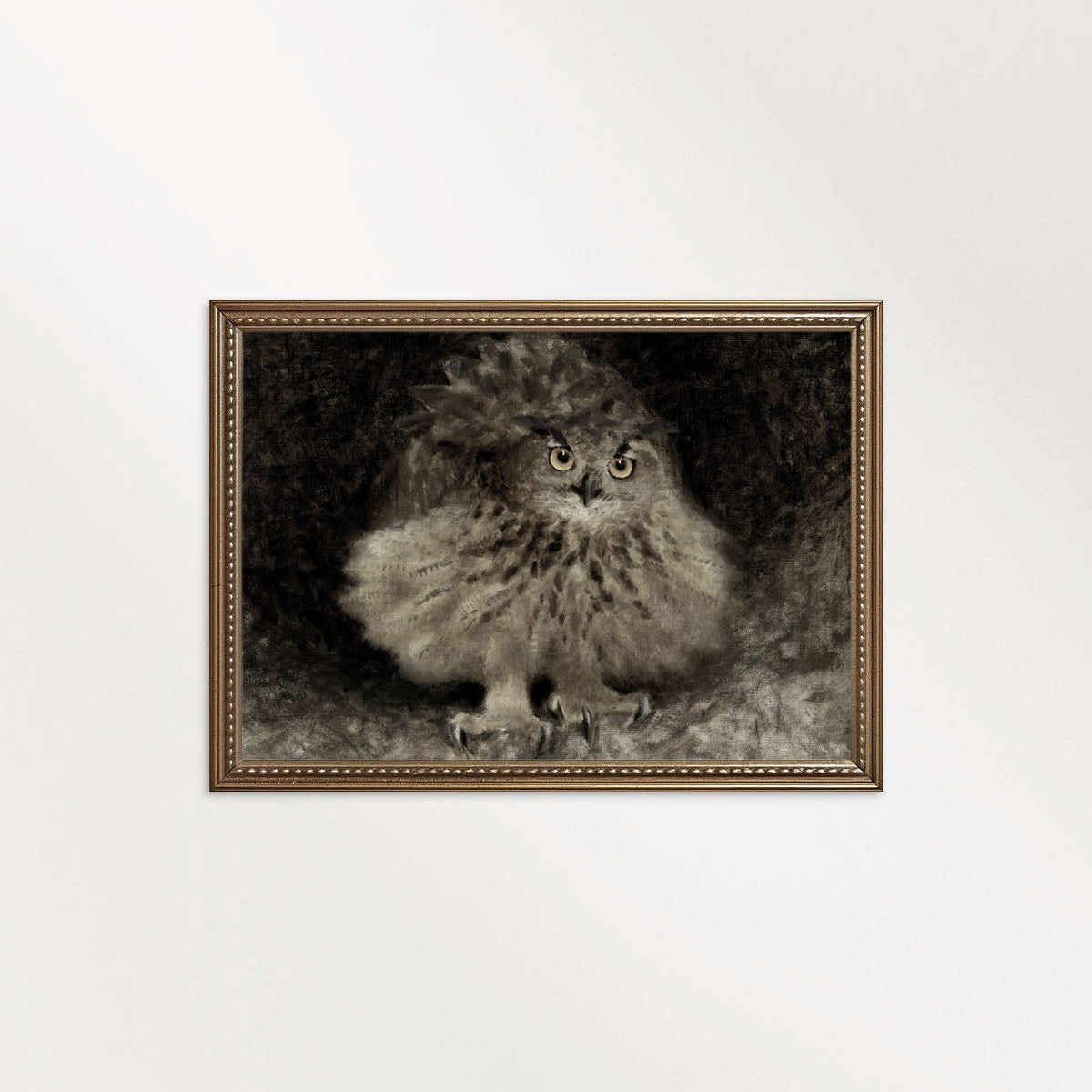 Vintage Owl Wall Art Printable – Dark Academia Bird Illustration Print