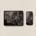 Vintage Pine Forest Sketch iPhone & iPad Wallpaper Set (Dark Academia)
