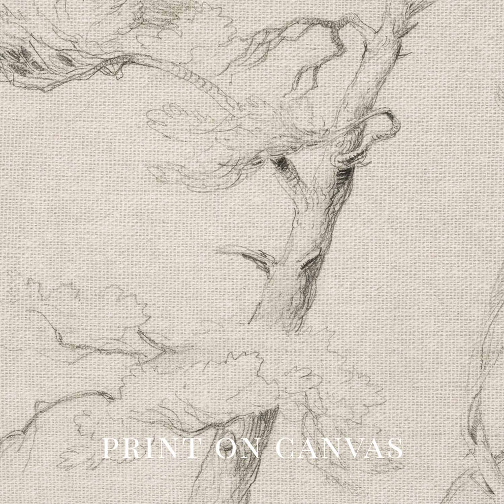 Windblown Pine Tree Wall Art Printable | Antique Minimal Pencil Sketch Print