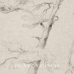 Windblown Pine Tree Wall Art Printable | Antique Minimal Pencil Sketch Print