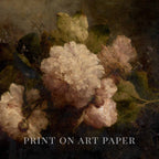 Antique Dark Floral Rose Oil Painting Wall Art Printable – Vintage Botanical Print (Dark Academia)
