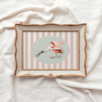 Spoonbill Nursery Wall Art Printable (Digital Download) — Pink Blue Striped Storybook Bird Decor