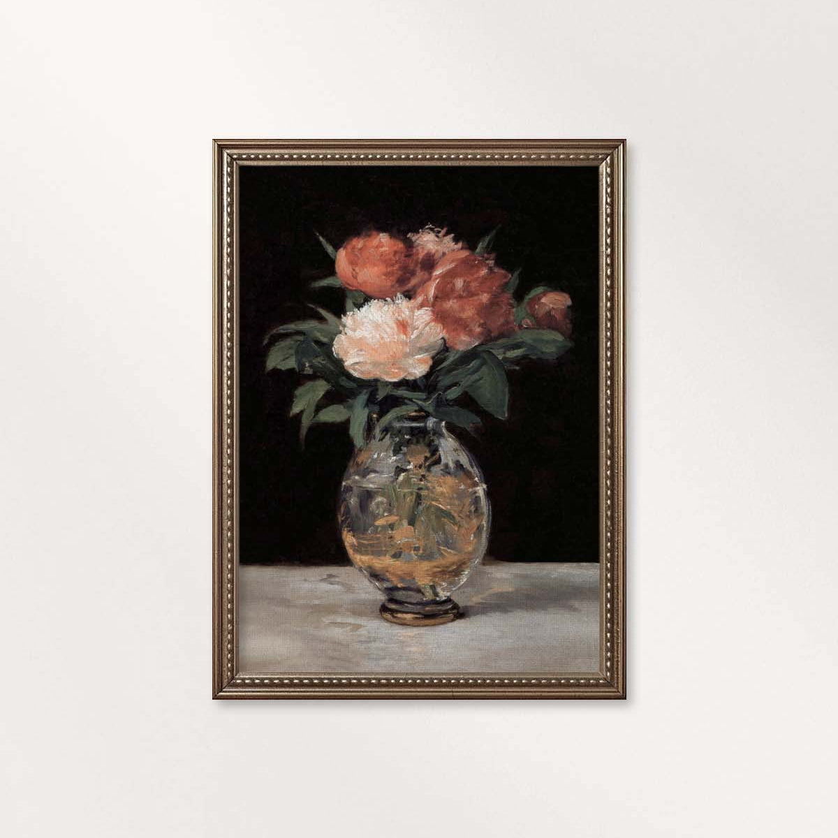 Rose Oil Painting Wall Art Printable (Digital Download) — Vintage Red & Pink Roses Glass Vase