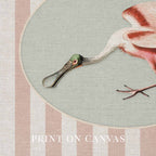 Spoonbill Nursery Wall Art Printable (Digital Download) — Pink Blue Striped Storybook Bird Decor