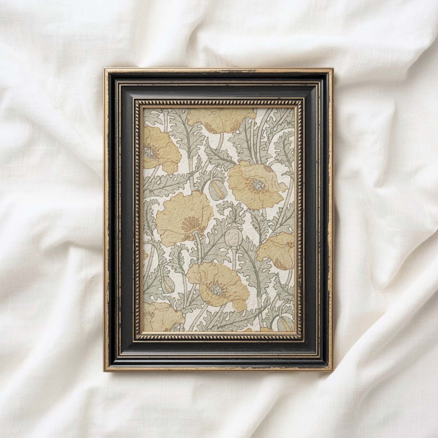 Yellow Floral Wall Art Printable – Vintage Cottagecore Botanical Spring Print (Digital Download)